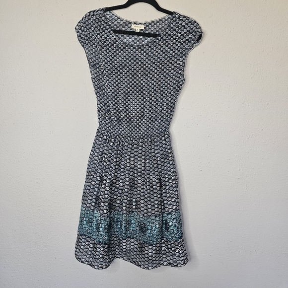 Max Studio Shirred Flowy Midi Lined Dress Blue Teal Size M Medium - Picture 1 of 12